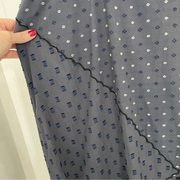 NWT Lucky Brand Textured Patchwork Dress India Ink Blue Embroidered.       20 - Picture 11 of 12